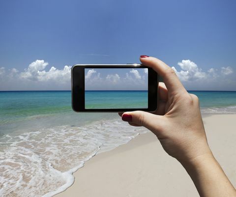 Počitniška fotografija s pametnim telefonom plaže in morja