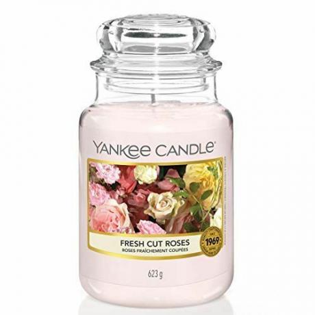 Dišeča sveča Yankee Candle | Sveža v velikem kozarcu sveže rezane vrtnice | Čas gorenja: do 150 ur