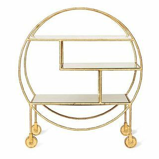 Luksuzni okrogli voziček za pijače iz bambusa zlata