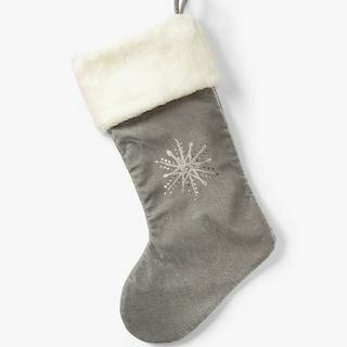 Božična nogavica snežinke, siva