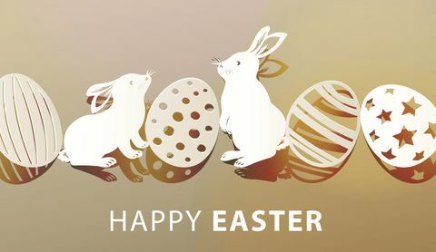 Veseli velikonočni zajčki in jajca
