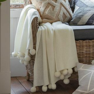 Magdalena Pom Pom Throw in Cream