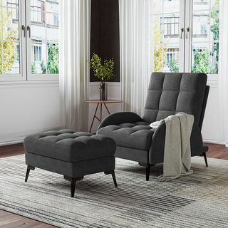 Počivalnik Howton Wide Velvet Wingback s otomansko