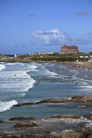 fistral surfing beach, newquay town cornwall county angleščina uk