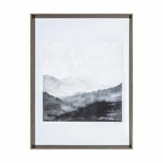 Emmeline Abstraktni tisk z okvirjem v beli in sivi barvi