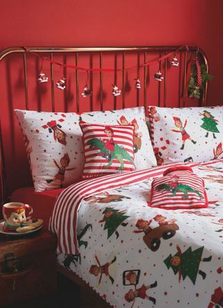 George Home Božič Cheeky Elf Print Duvet Set življenjski slog