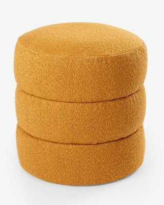 Colette Textured Boucle Pouffe, gorčica