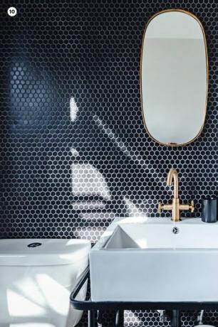 kopalniška nečimrnost z modro ploščico in ovalnim ogledalom