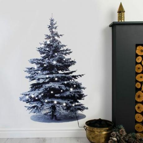 Stenska nalepka božičnega drevesa z lučkami