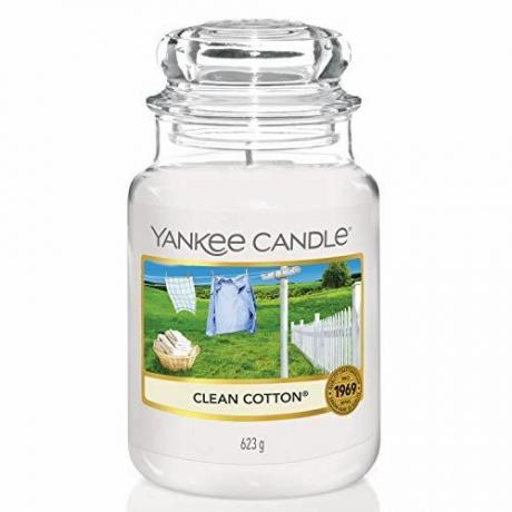 Sveča Yankee Candle iz čistega bombaža v velikem kozarcu