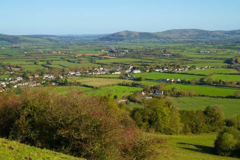 Pogled z Brent Knoll Somerset na Mendip Hills