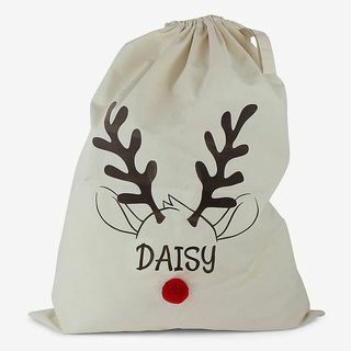 Božična vreča iz ekološkega bombaža, personalizirana za severne jelene, 75 cm