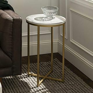 Moderna okrogla miza iz marmorja / zlata