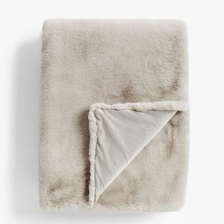 John Lewis Faux Fur Throw, Fawn